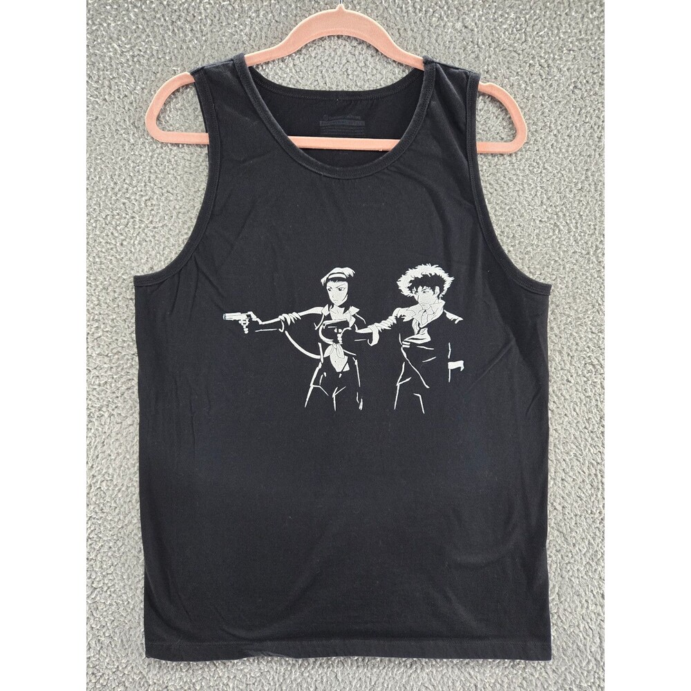 Cowboy Bebop Pulp Fiction Shirt Mens L Tank Top Black Anime Movie Mashup Humans